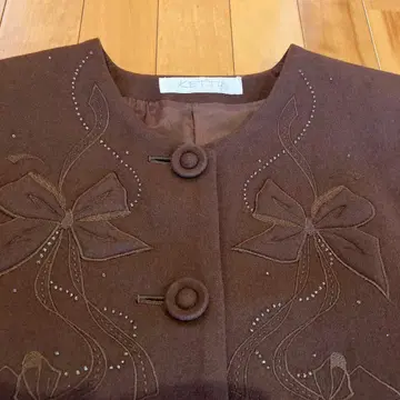 레트로 KETTY 케티 캐시미어 혼방 노카라 자켓 짙은 갈색 브라운