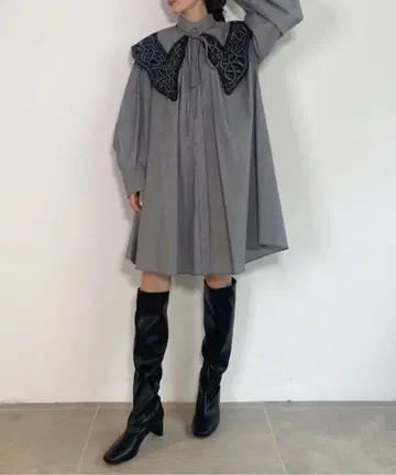 스나이델 ORGANICS 자수 칼라 미니 원피스