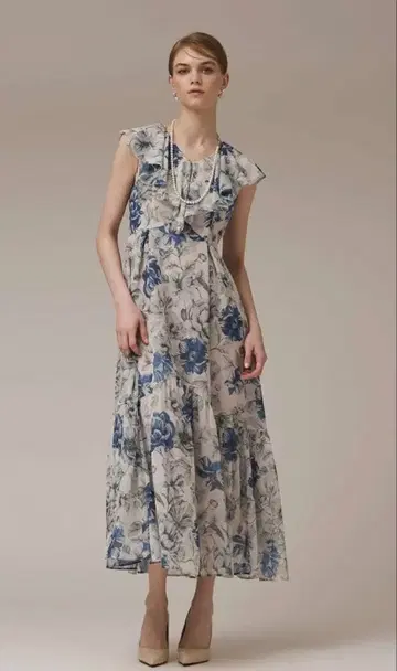 그레이스 콘티넨탈 플라워 프린트 프릴 원피스