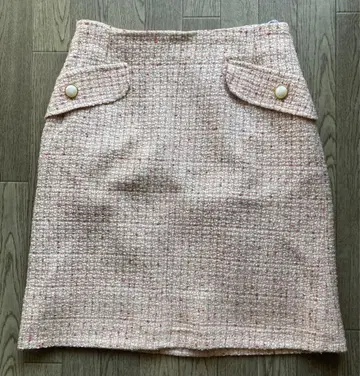 핑크 트위드 타이트 스커트