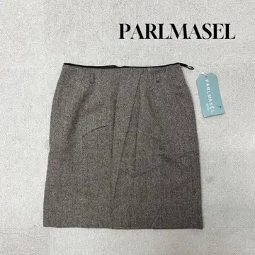 새상품 PARLMASEL 미니 스커트 헤링본 무늬 브라운 울