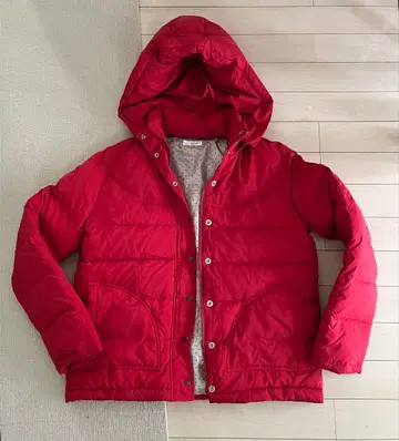 센슈카이 빨간색 다운 자켓 중간 도트 무늬 USED 얼룩 있음