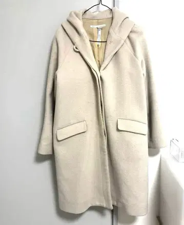 IENA 후드 부착 울 코트 아이보리 계열