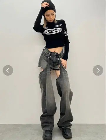 GYDA 하이웨스트 레이어드 디자인 2WAY 데님 팬츠