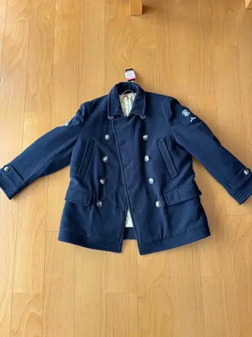 SARDIGNA 네이비 더블 브레스트 피 코트 L