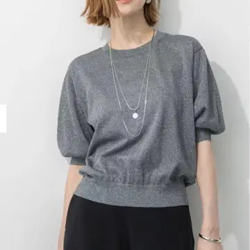 그레이 오부 소매 니트