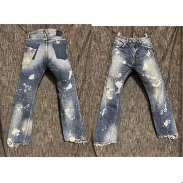 Posterize 노후화 셀비지 리메이크 데님 하드 데미지 가공 붉은색