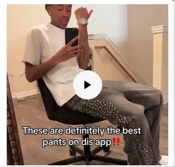 VYBES 스터드 장식 데님 팬츠 큐빅 스팽글 바이브스