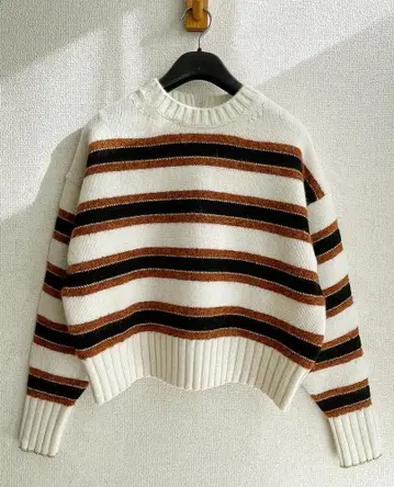 정가 23100엔 맥피 라무 캐시미어 보더 크루넥 풀오버