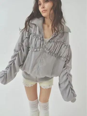 pellicule ribbon gather lib blouson Gray