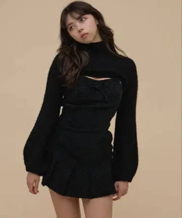 andmary Twiggy 트위드 미니 드레스 블랙