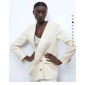 ZARA 자라 트위드 자켓 아이보리 긴 길이