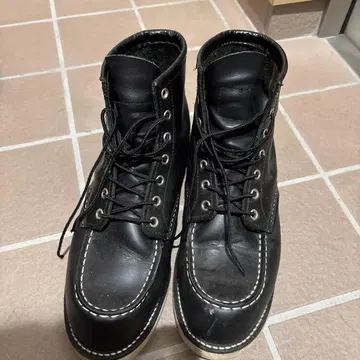 REDWING 남성용 부츠 블랙 가죽 하이컷 부츠