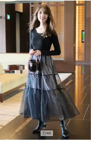 Apuweiser-riche 시어 티어드 도킹 원피스