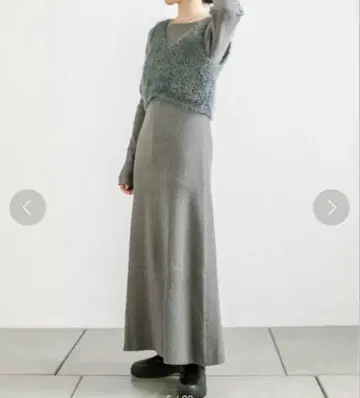 mystic 니트 베스트 원피스 세트 그레이 롱 원피스 긴팔