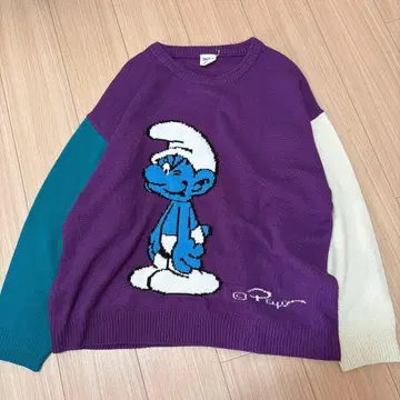 THE SMURFS 스모프 자수 스웨터 L587번