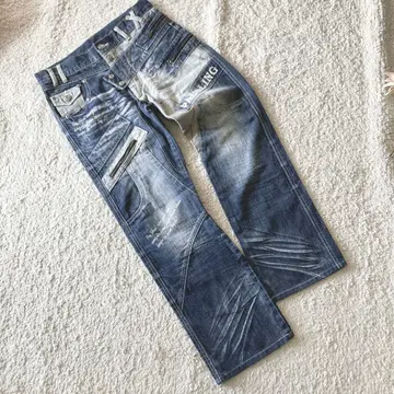 유니크 디자인 데님 팬츠 남성용 블루