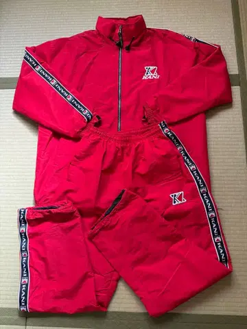 새상품급 KANI 레드 나일론 자켓 팬츠 세트