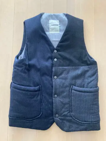 VOO 보 스트라이프 충전솜 베스트 V넥 남성용