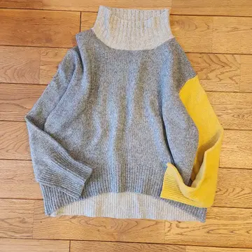 루샹테 컬러 블록 보틀넥 루즈 니트 38 울 블렌드