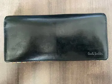 PAUL SMITH 블랙 가죽 장지갑 스트라이프 패턴