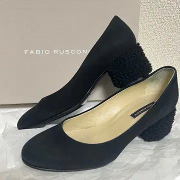 [ 파비오 루스꼬니 ] 블랙 스웨이드 펌프스 복슬복슬 힐