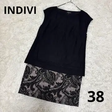 INDIVI 절개 원피스 페이즐리 자카드 38 일본제