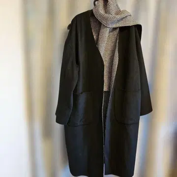 MURUA 노카라 리버서블 롱 코트 F 사이즈 머플러 포함