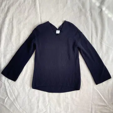 spick&span 네이비 V넥 울 코튼 스웨터
