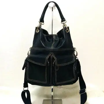 efffy 2way 블랙 가죽 숄더백