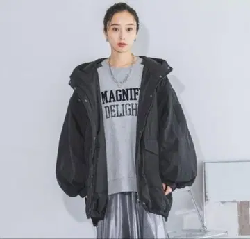 소매 2WAY 몬스터 후드티 코트 블랙 지나시스