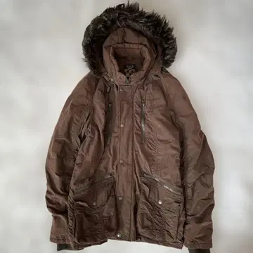 y2k archive 밀리터리 자켓 충전솜 L 브라운 계열 후드 퍼