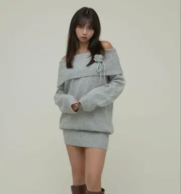 andmary Sadie rose mini dress gray