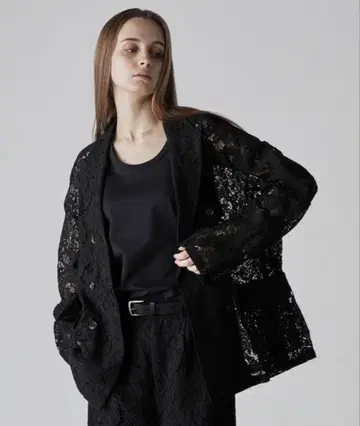 [ CLEL ] 루즈 코드 레이스 더블 테일러드 자켓 블랙