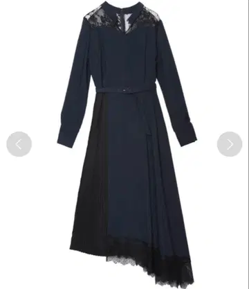 Ameri VINTAGE 플리츠 레이스 비대칭 드레스 S 사이즈 NVY