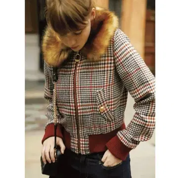 BLUE LABEL CRESTBRIDGE 퍼 달린 블루종/하운드투스