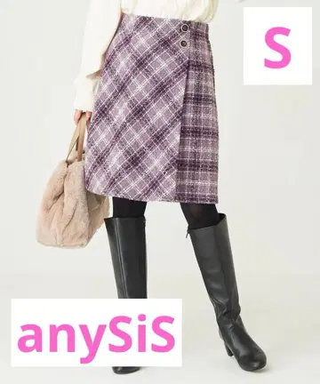 anySiS 트위드 랩 미니 스커트 라벤더 계열 사이즈 1