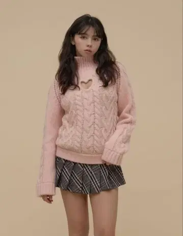 andmary Mary heart knit tops pink