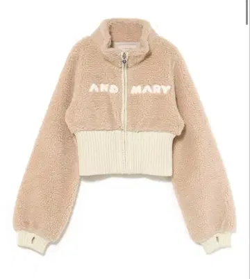andmary Fluffy zip up jacket beige