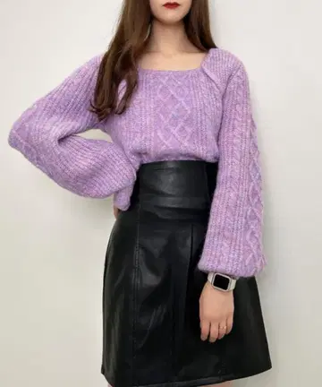 INGNI 퍼플 케이블 짜임 니트 긴팔