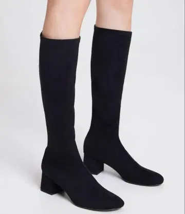 찰스앤키스 블랙 검정 스웨이드 텍스처 블록힐 부츠