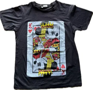 미키마우스 트럼프 무늬 T셔츠 구제 의류