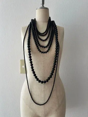블랙 롱 목걸이 6연