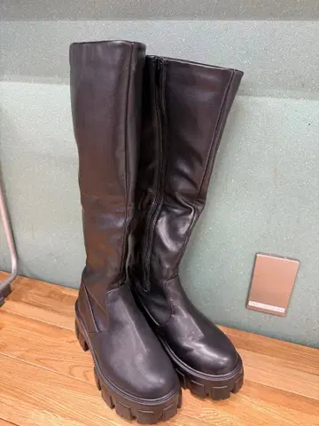 롱 부츠 통굽 가죽