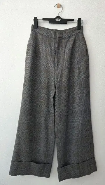 Spick&Span 그레이 체크 무늬 와이드 팬츠 슬랙스