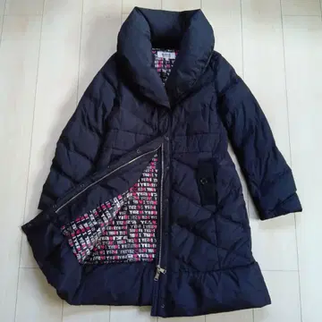 소니아 리키엘 롱 다운 코트 숄카라 보더 안감 올 패턴