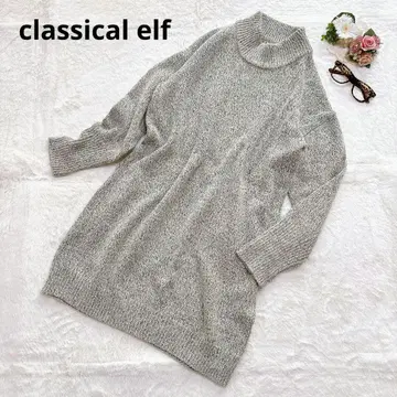 클래식 엘프 니트 원피스 캐주얼 긴팔 스웨터 튜닉