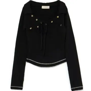 andmary Anita button knit tops black