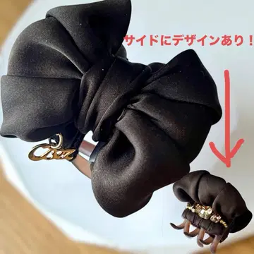 컴플렉스 비즈 헤어 클립 리본 브라운