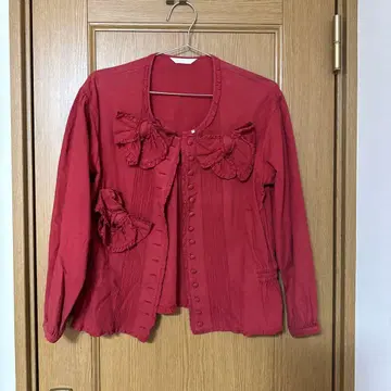 [할인] PINK HOUSE 빨간색 리본 포함 긴팔 오버 블라우스